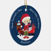 Blonde Boy Elf Keramisch Ornament (Rechts)