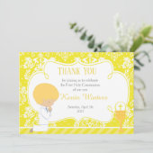 Blonde Boy First Community Damask Bedankkaart (Staand voorkant)