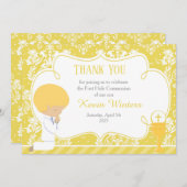 Blonde Boy First Community Damask Bedankkaart (Voorkant / Achterkant)