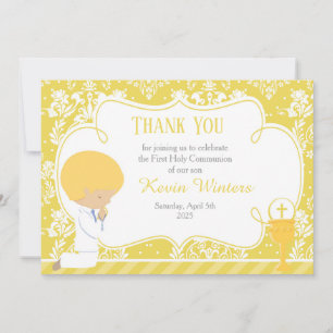 Blonde Boy First Community Damask Bedankkaart