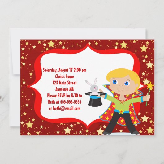 Blonde Boy Magicia Uitnodiging (Voorkant)