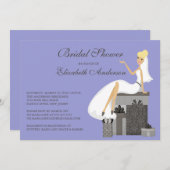 Blonde Bridal Shower Invitation Purple Grey (Devant / Derrière)