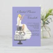 Blonde Bridal Shower Invitation Purple Grey (Debout devant)