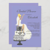 Blonde Bridal Shower Invitation Purple Grey (Devant / Derrière)