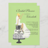 Blonde Bride Bridal Shower Invitation Green Grey (Devant / Derrière)