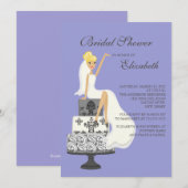Blonde Bride Bridal Shower Uitnodiging Paars grijs (Voorkant / Achterkant)