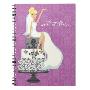 Blonde Bride op bruiloft Cake {orchidee} Notitieboek