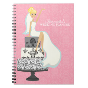 Blonde bride op de bruiloft Cake {roze} Notitieboek