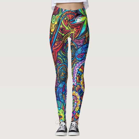 Blonde & Broke - Gepatterde Leggings - Witte Logo (Voorkant)
