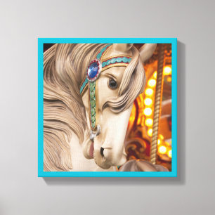 blonde carrousel paard : een mooi gezicht canvas afdruk