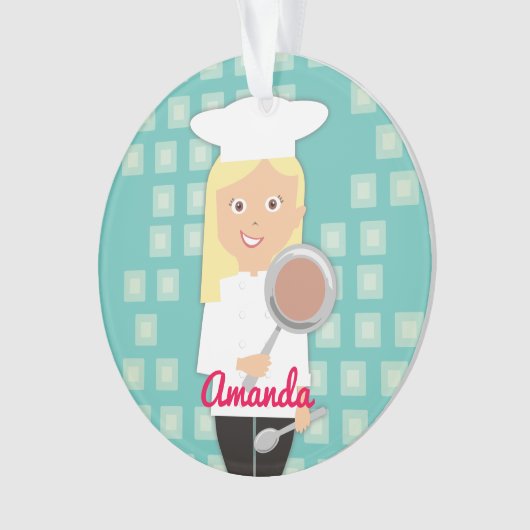 Blonde chef cuisinière casquette poêle personnalis (devant)