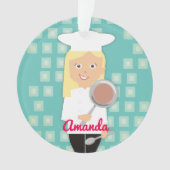 Blonde chef cuisinière casquette poêle personnalis (devant)