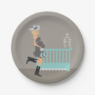 Blonde Cowboy Baby shower Land Western thema Papieren Bordje