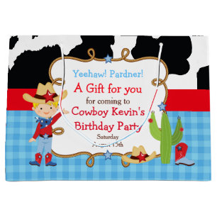 Blonde Cowboy Western Verjaardag Bedankt Groot Cadeauzakje