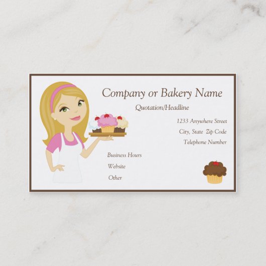 Blonde/Cupcake rose Baker/boulangerie 4 Carte de v (Devant)