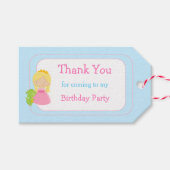 Blonde Cute Princess en Dragon Birthday Party Cadeaulabel (Voorkant (Horizontaal))