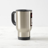 Blonde d'avertissement avec la tasse de voyage de (Devant gauche)