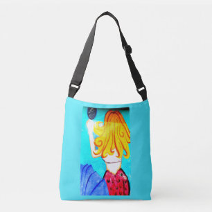 blonde en brunette mermaids blauw crossbody tas