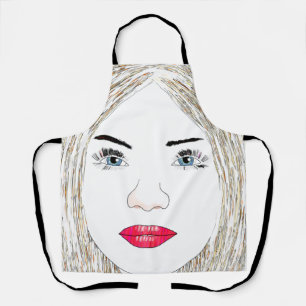 Blonde Face Line Art Apron Schort