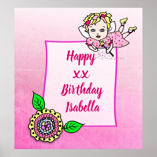  Blonde Fairy Girl Happy Birthday Poster (Voorkant)