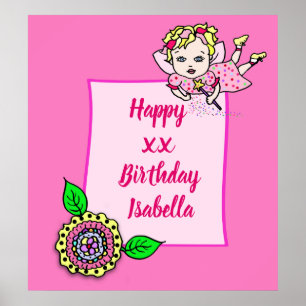 Blonde Fairy Girl Happy Birthday Poster