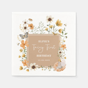 Blonde Fairy Herfst Wildflower 1e verjaardagsfeest Servet