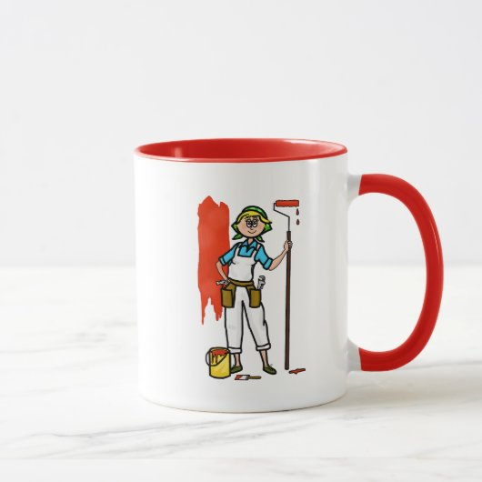 Blonde Femme Peintre Nom Mug (Droite)