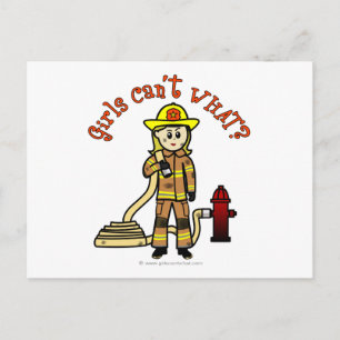Blonde Firefighter Girl Briefkaart