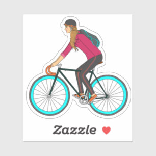 Blonde Fixie Girl Sticker_3x3 Sticker