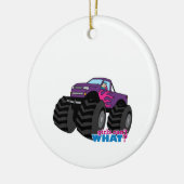 Blonde Girl Drift Paarse Monster Truck Keramisch Ornament (Links)