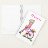 Blonde Girl Planner avec Vélo Rose (Devant avec enveloppe)