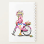 Blonde Girl Planner avec Vélo Rose (Dos)