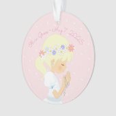 Blonde Girl Rosary Beads First Commune Ornament (voorkant)