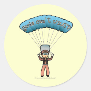 Blonde Girl Sky Diver Ronde Sticker