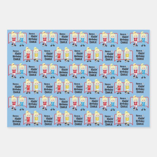 Blonde Girl Soccer Persoonlijk Inpakpapier Vel (Voorkant 3)