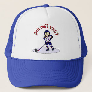Blonde Girls Hockey Player Trucker Pet