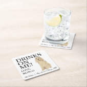 Blonde Golden Cocker Spaniel Hond bruiloft Vierkante Kartonnen Onderzetter (Insitu)