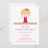 Blonde Gymnaste | Invitation d'anniversaire (Devant / Derrière)