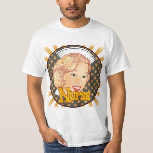 Blonde haarverpleegster t-shirt (Voorkant)