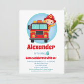 Blonde Hair Boys Pompier Invitation Anniversaire (Debout devant)