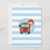 Blonde Hair Boys Pompier Invitation Anniversaire (Dos)