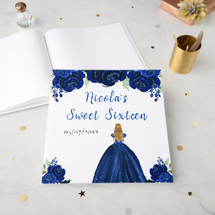 Blonde Hair Princess Navy Sweet Sixteen Guest Book Gastenboek