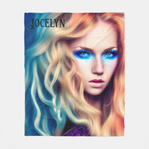 Blonde Haire Blue Eyed Bombshell Fleece Deken