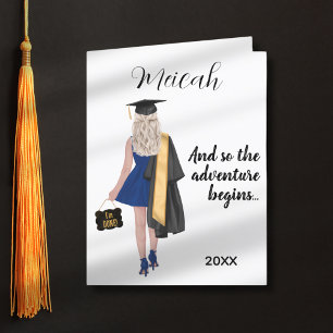 Blonde Haired Girl Afstuderen Congrats Afstudeerde Feestdagen Kaart