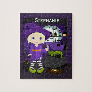Blonde Halloween Witch Jigzaag Puzzle Legpuzzel