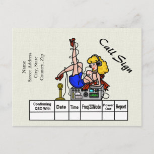 Blonde Ham Radio Pin-up Girl QSL-kaart Briefkaart