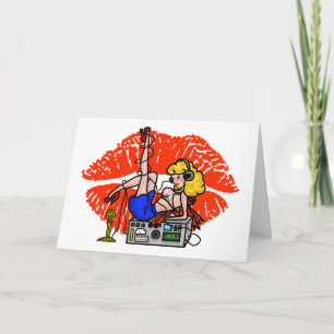 Blonde Ham Radio Pin-up Girl Smoochie Kaart
