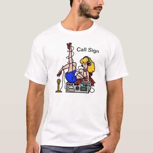 Blonde Ham Radio Pin-up Girl Tshirt Customiser (Devant)