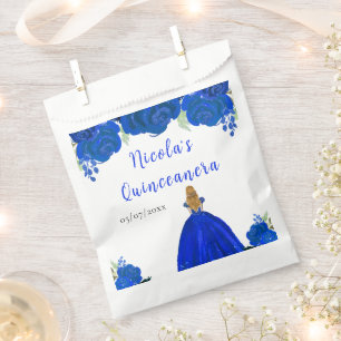 Blonde Haren Prinses Blauwe Bloem Quinceanera Bedankzakje