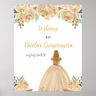 Blonde Haren Prinses Peach Quinceanera Welkom Poster